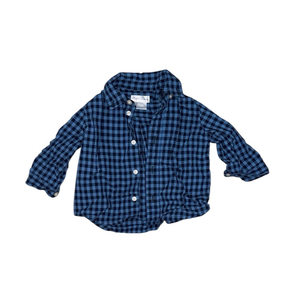 235. Ralph Lauren Baby 6 Month Navy Checkered Button Down Shirt